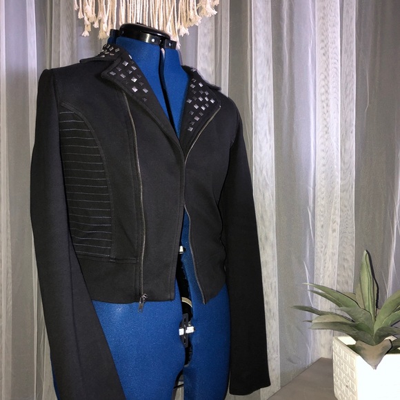 Black Studded Bomber Jacket - Picture 3 of 6